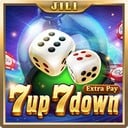 Try your luck with 7Up 7Down Extra Pay by JILI, a fast-paced dice game set against a clean blue backdrop.