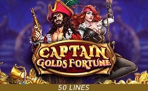 Set sail with Captain Gold's Fortune, a 50-line slot featuring an unlikely duo: a pirate captain and a fierce female warrior.