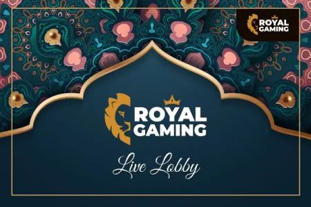 Enter the Royal Gaming Live Lobby, an elegant casino space designed with ornate golden Islamic arches on a dark backdrop.