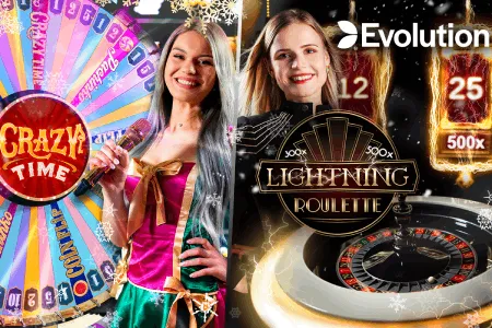 Experience the electricity of Evolution Gaming's Lightning Roulette, featuring two professional dealers at the table.