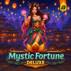 Enter a moonlit world in Mystic Fortune Deluxe, featuring an Asian goddess surrounded by glowing lanterns.
